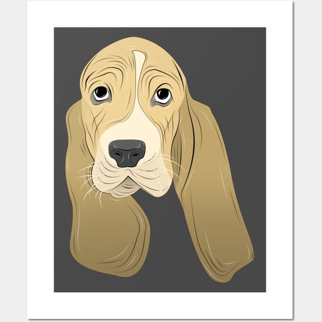 cute basset hound puppy face Wall Art by dwalikur